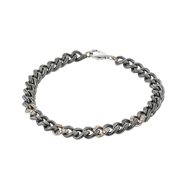 18k White & Rose Gold Men's Bracelet Diamond Showcase Longview, WA