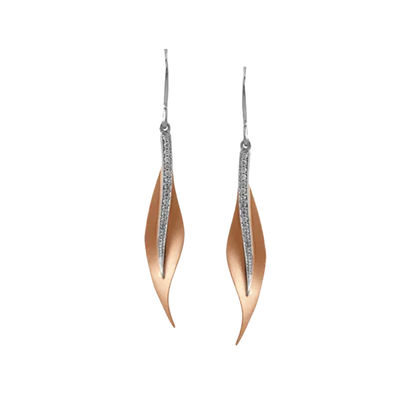 18k White & Rose Gold Diamond Earrings Quenan's Fine Jewelers Georgetown, TX