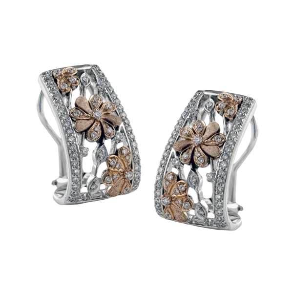 18k White & Rose Gold Diamond Earrings James & Williams Jewelers Berwyn, IL