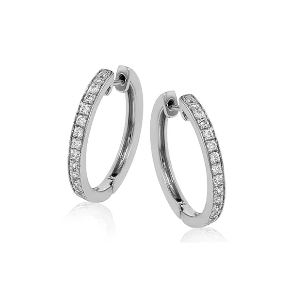 18k White Gold Diamond Hoop Earrings Diamond Showcase Longview, WA