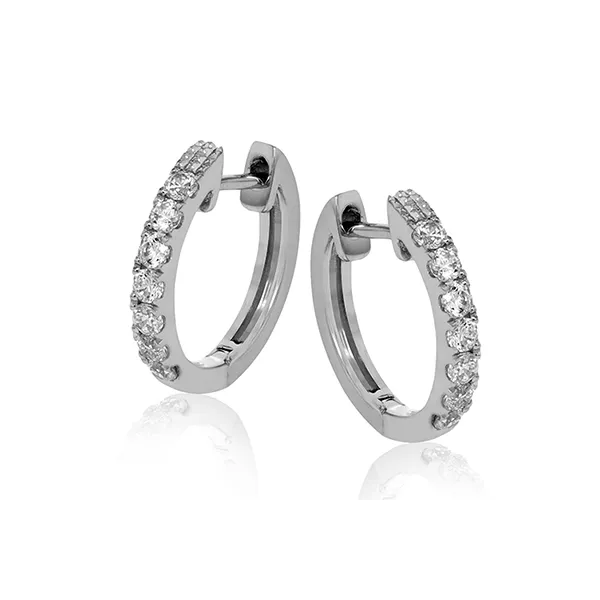 18k White Gold Diamond Hoop Earrings Diamond Showcase Longview, WA