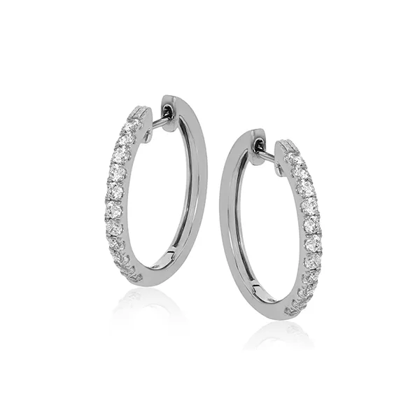 18k White Gold Diamond Hoop Earrings Diamond Showcase Longview, WA