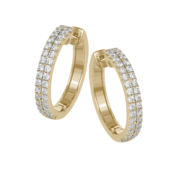 18k Yellow Gold Diamond Hoop Earrings Diamond Showcase Longview, WA