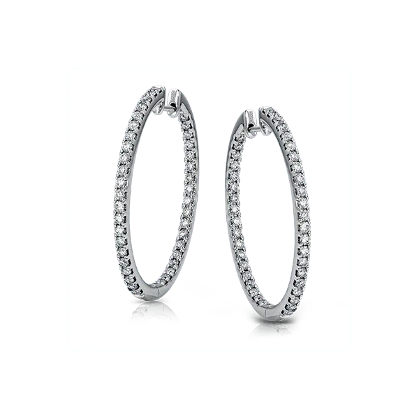 18k White Gold Diamond Hoop Earrings Diamond Showcase Longview, WA