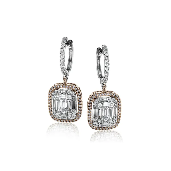 18k White & Rose Gold Diamond Earrings Diamond Showcase Longview, WA
