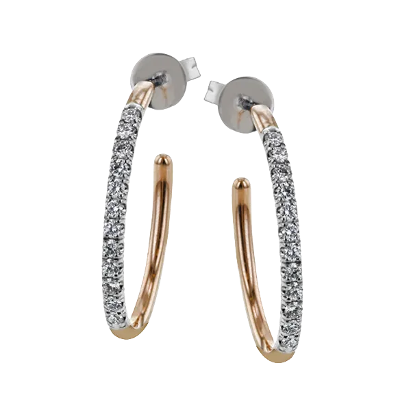18k White & Rose Gold Diamond Hoop Earrings Diamond Showcase Longview, WA