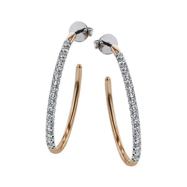 18k White & Rose Gold Diamond Hoop Earrings Diamond Showcase Longview, WA