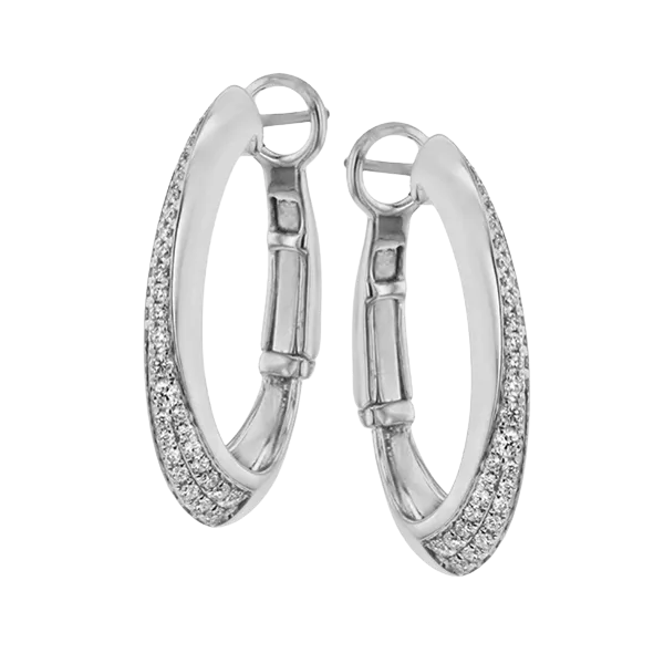 18k White Gold Diamond Hoop Earrings Diamond Showcase Longview, WA