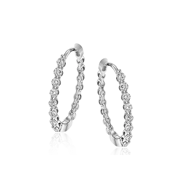 18k White Gold Diamond Hoop Earrings Diamond Showcase Longview, WA