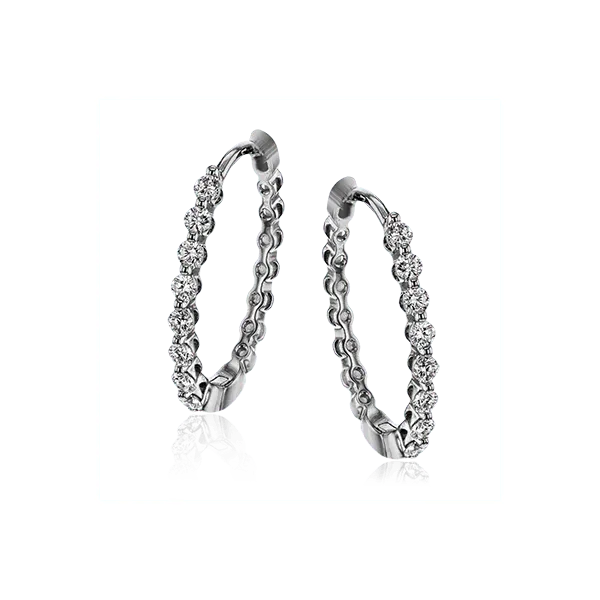 18k White Gold Diamond Hoop Earrings Diamond Showcase Longview, WA