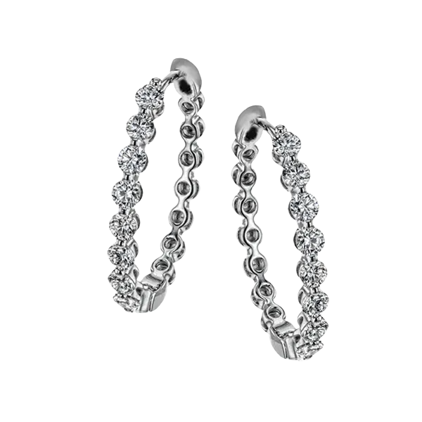 18k White Gold Diamond Hoop Earrings Diamond Showcase Longview, WA