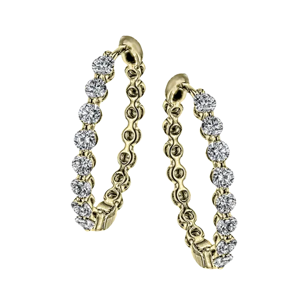 18k Yellow Gold Diamond Hoop Earrings Diamond Showcase Longview, WA