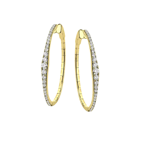 18k Yellow Gold Diamond Hoop Earrings Diamond Showcase Longview, WA