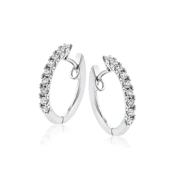 18k White Gold Diamond Hoop Earrings Diamond Showcase Longview, WA