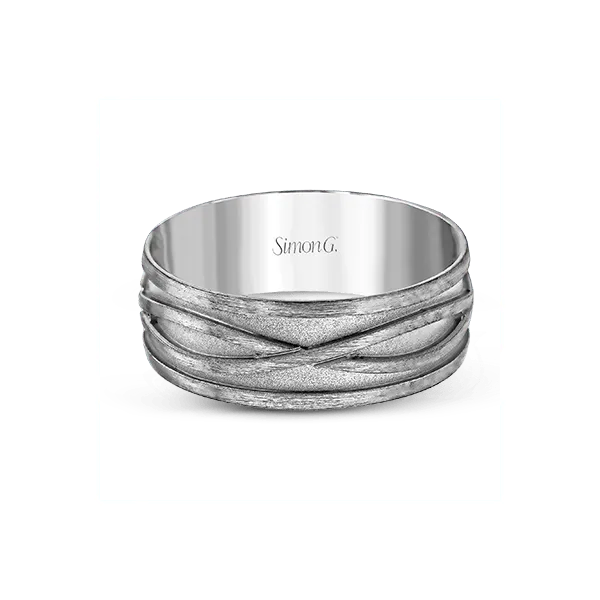 18k White Gold Men's Wedding Band Image 2 Diamonds Direct St. Petersburg, FL