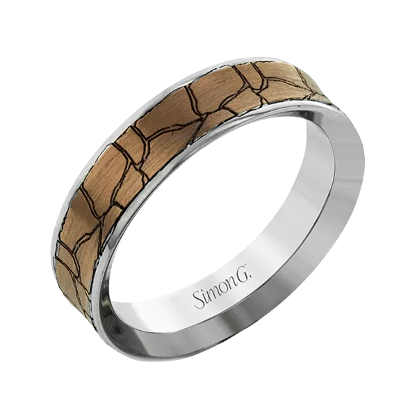 18k White & Rose Gold Men's Wedding Band Diamond Showcase Longview, WA