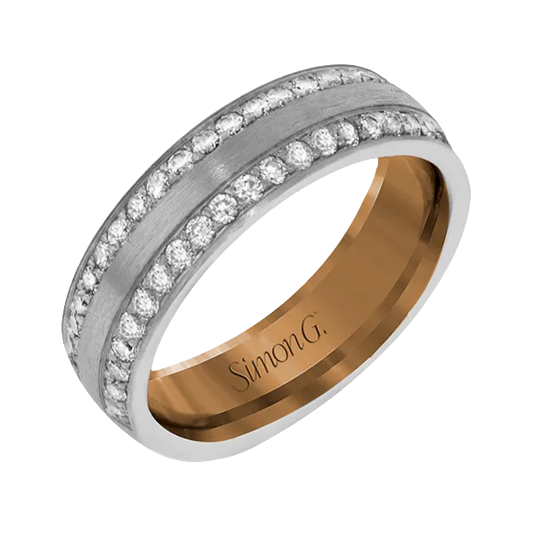 18k White & Rose Gold Men's Wedding Band Diamond Showcase Longview, WA