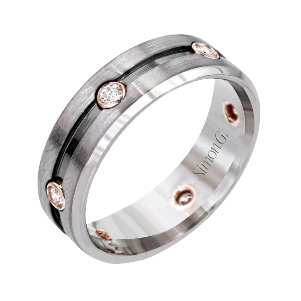 18k White & Rose Gold Men's Wedding Band Jim Bartlett Fine Jewelry Longview, TX