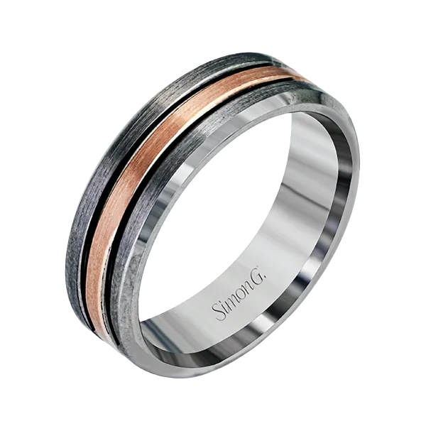 18k White & Rose Gold Men's Wedding Band Diamond Showcase Longview, WA