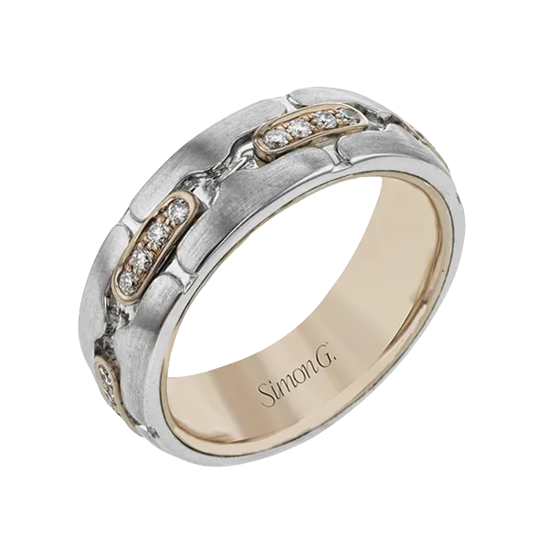 18k White & Rose Gold Men's Wedding Band Diamond Showcase Longview, WA