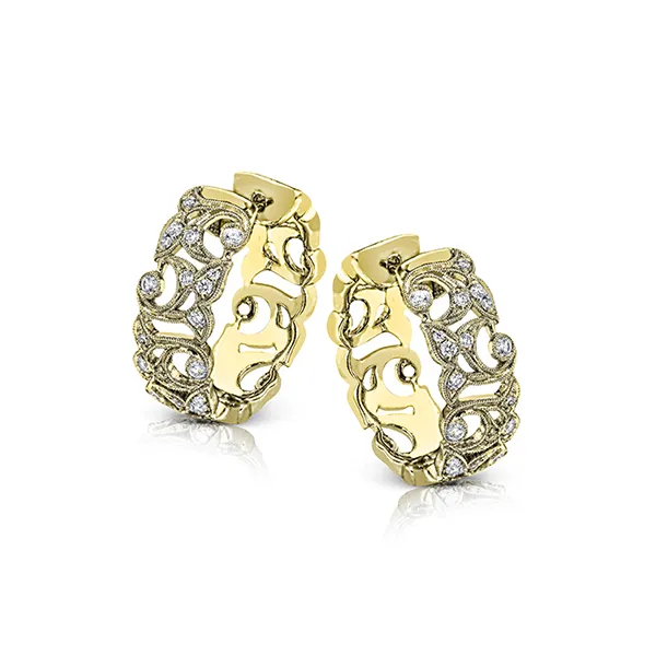 18k Yellow Gold Diamond Hoop Earrings Diamond Showcase Longview, WA