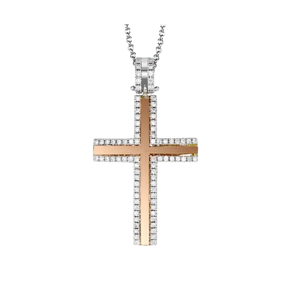 18k White & Rose Gold Diamond Cross The Diamond Shop, Inc. Lewiston, ID