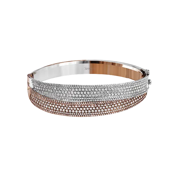 18k White & Rose Gold Bangle Bracelet Diamond Showcase Longview, WA