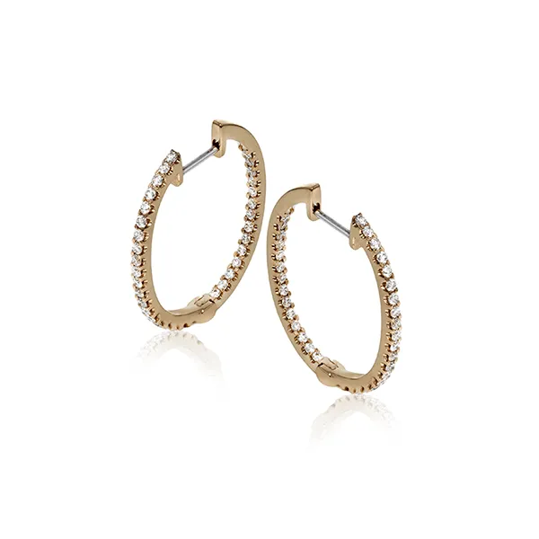 18k Yellow Gold Diamond Hoop Earrings Diamond Showcase Longview, WA