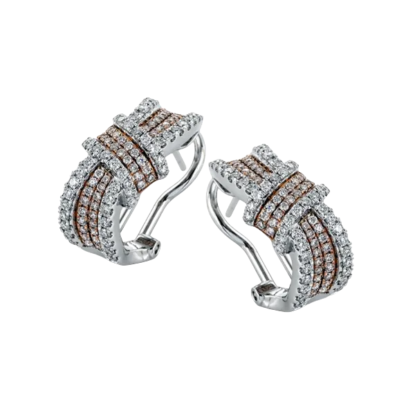 18k White & Rose Gold Diamond Earrings James & Williams Jewelers Berwyn, IL