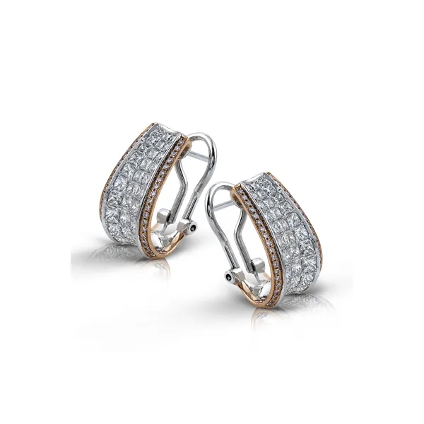 18k White & Rose Gold Diamond Earrings Diamond Showcase Longview, WA