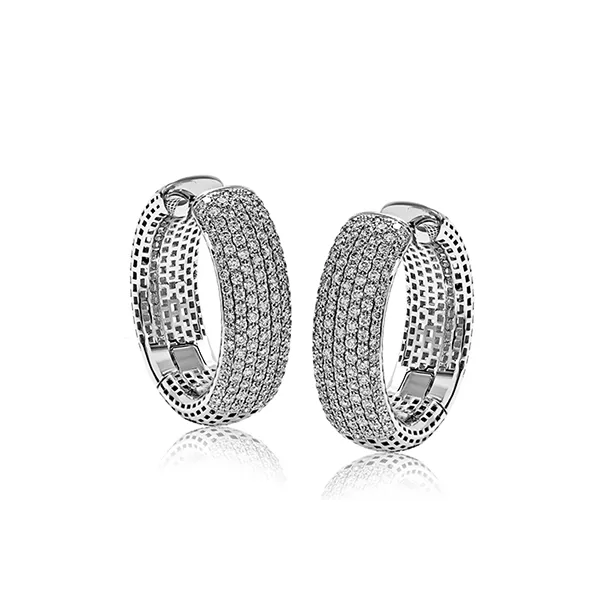 18k White Gold Diamond Hoop Earrings Diamond Showcase Longview, WA