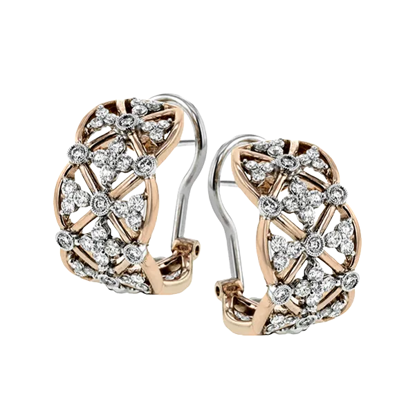 18k White & Rose Gold Diamond Earrings Diamond Showcase Longview, WA