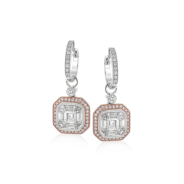 18k White & Rose Gold Diamond Earrings Diamond Showcase Longview, WA