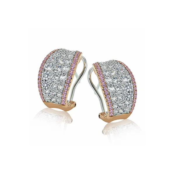 18k White & Rose Gold Diamond Earrings Diamond Showcase Longview, WA