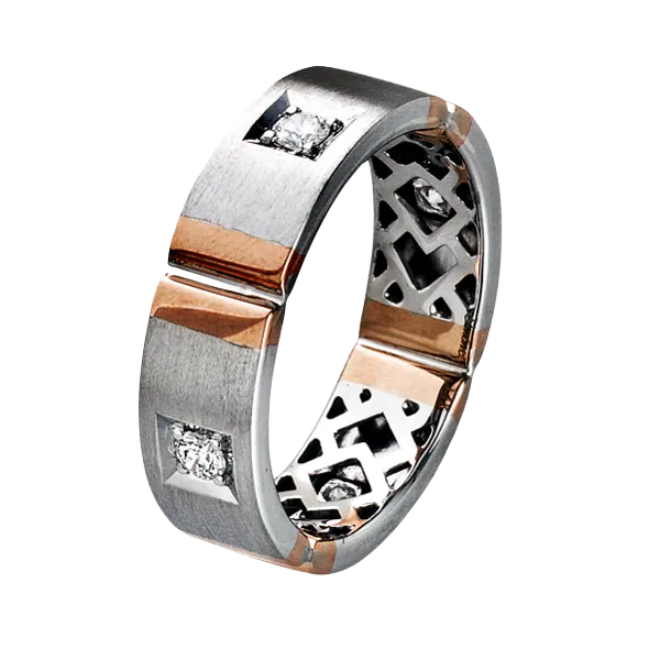 18k White & Rose Gold Men's Wedding Band Diamond Showcase Longview, WA