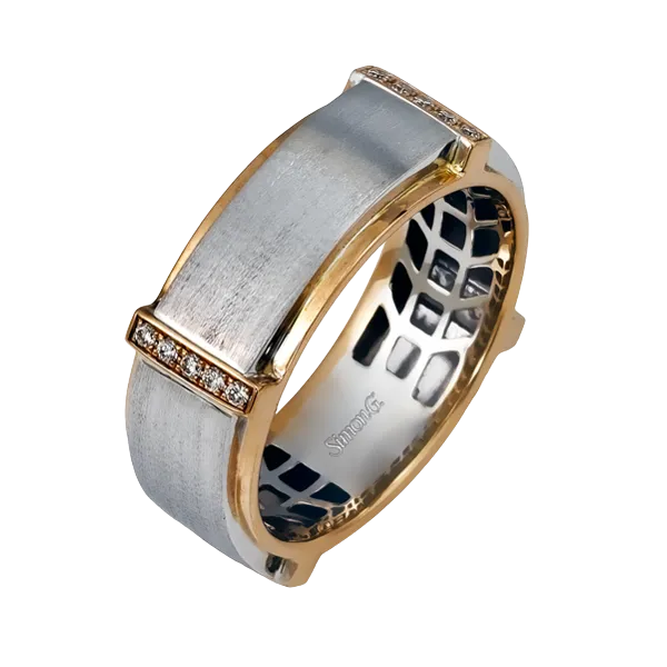 18k White & Rose Gold Men's Wedding Band Diamond Showcase Longview, WA