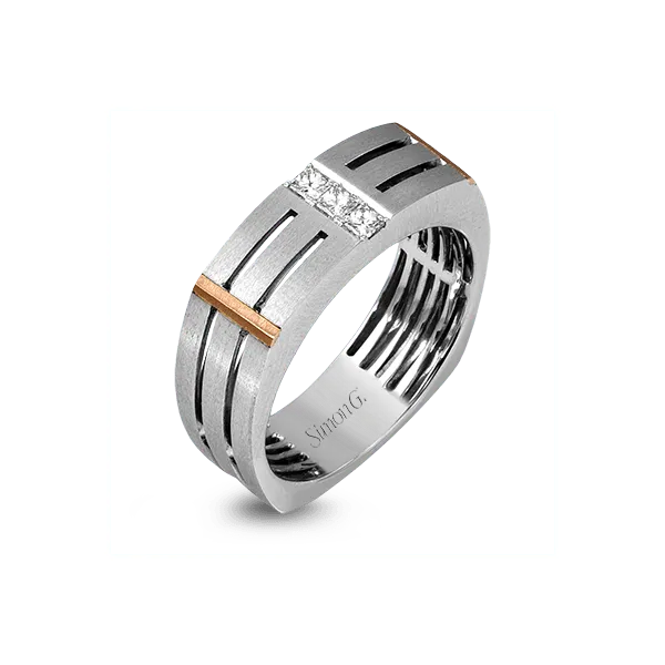 18k White & Rose Gold Men's Wedding Band Jim Bartlett Fine Jewelry Longview, TX