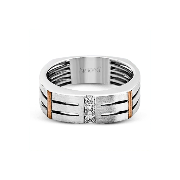18k White & Rose Gold Men's Wedding Band Image 2 Jim Bartlett Fine Jewelry Longview, TX