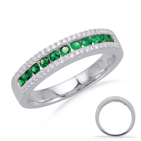 White Gold Emerald & Diamond Band Tennies Jewelry Appleton, WI