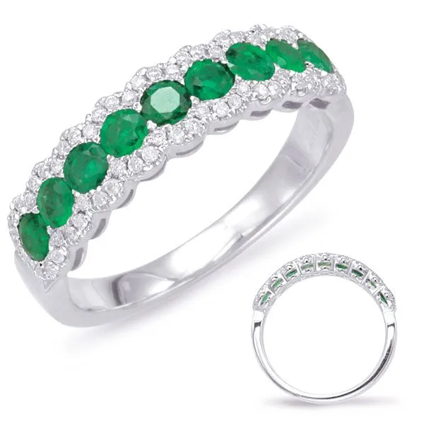 White Gold Emerald & Diamond Ring Tennies Jewelry Appleton, WI