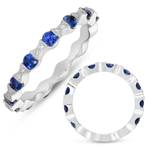 White Gold Sapphire & Diamond Band Tennies Jewelry Appleton, WI