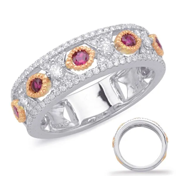 Rose & White Gold Ruby & Diamond Ring Tennies Jewelry Appleton, WI