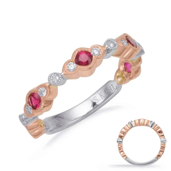 Rose & White Gold Ruby & Diamond Band Spencer's Jewelers Athens, GA