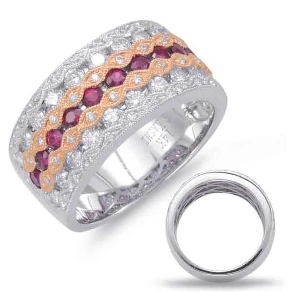 Rose & White Gold Ruby & Diamond Ring Tennies Jewelry Appleton, WI