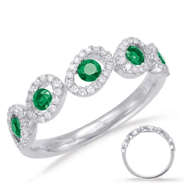 White Gold Emerald & Diamond Ring Tennies Jewelry Appleton, WI