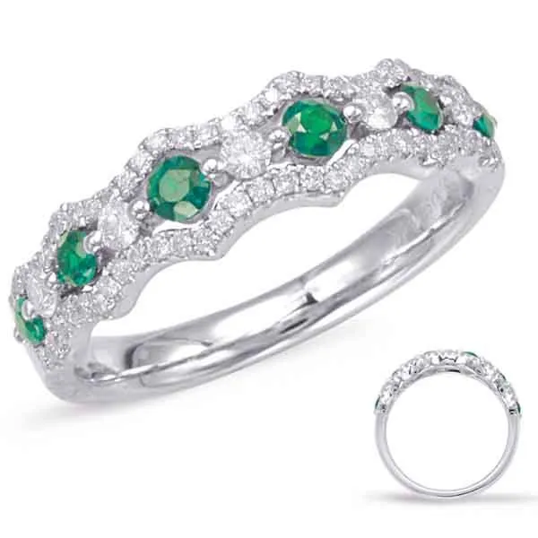 White Gold Emerald & Diamond Band Tennies Jewelry Appleton, WI
