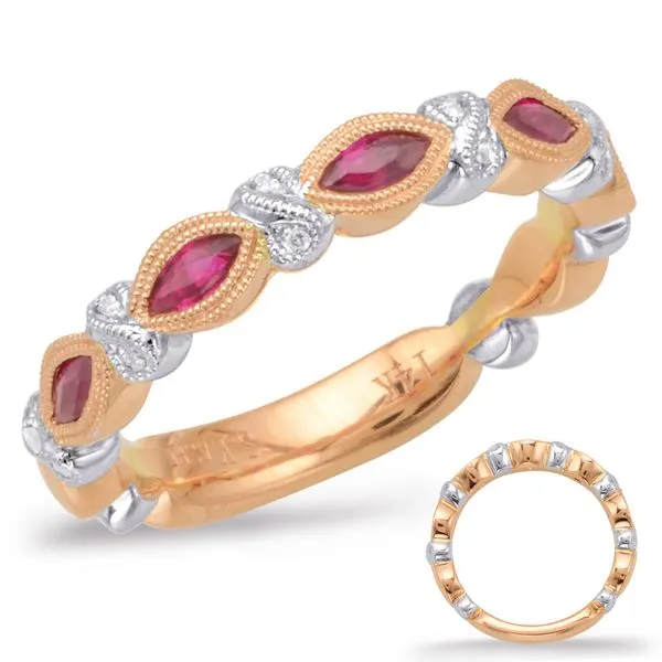 Rose & White Gold Ruby & Diamond Ring Spencer's Jewelers Athens, GA