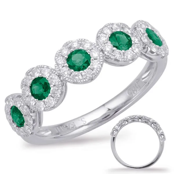 White Gold Emerald & Diamond Ring Tennies Jewelry Appleton, WI