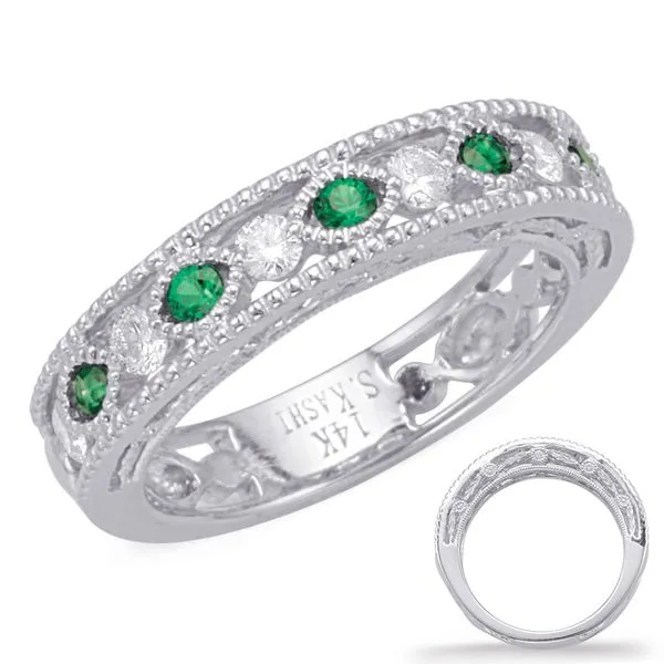 White Gold Emerald & Diamond Ring Tennies Jewelry Appleton, WI