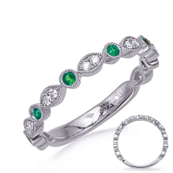 White Gold Emerald & Diamond Ring Tennies Jewelry Appleton, WI